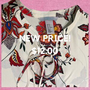 NOW ONLY $12.00 (WAS $36)  - H&M Blouse - White with Orange & Red Floral Pattern